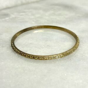 Zara 3" Yellow Gold Toned Textured Bangle Bracelet